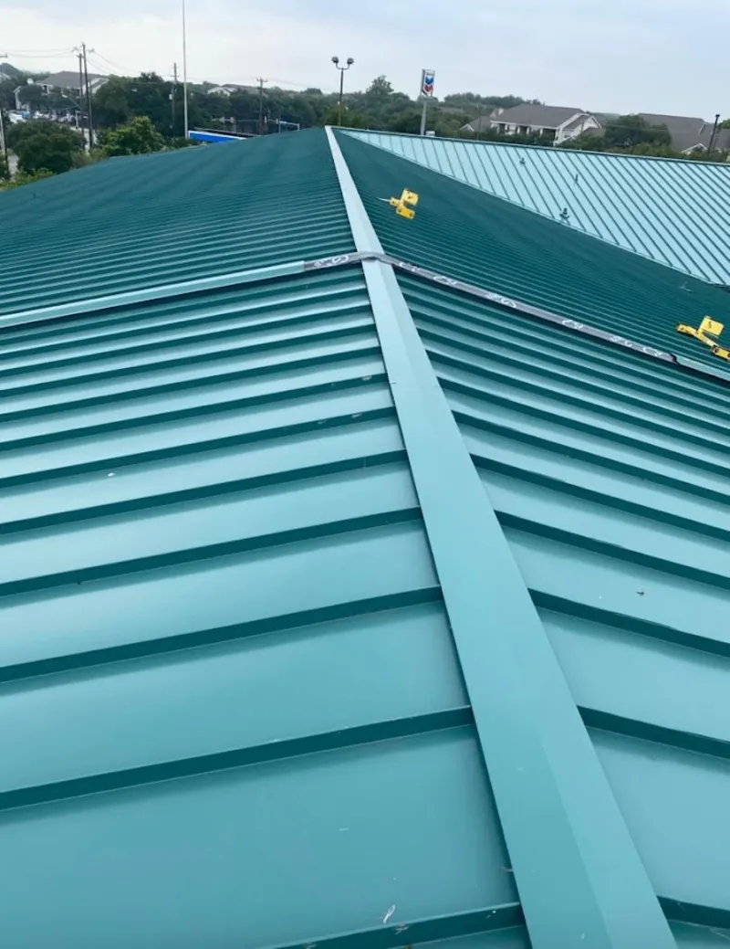 Green commercial metal roof ridge and valley for Metal Roof Repair in Laie